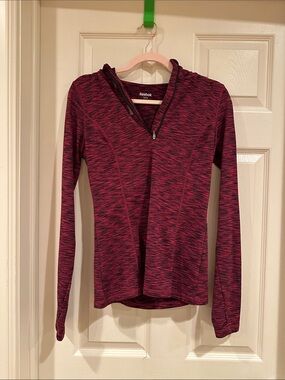 Reebok Women's Heathered Berry Quarter-Zip Performance Top